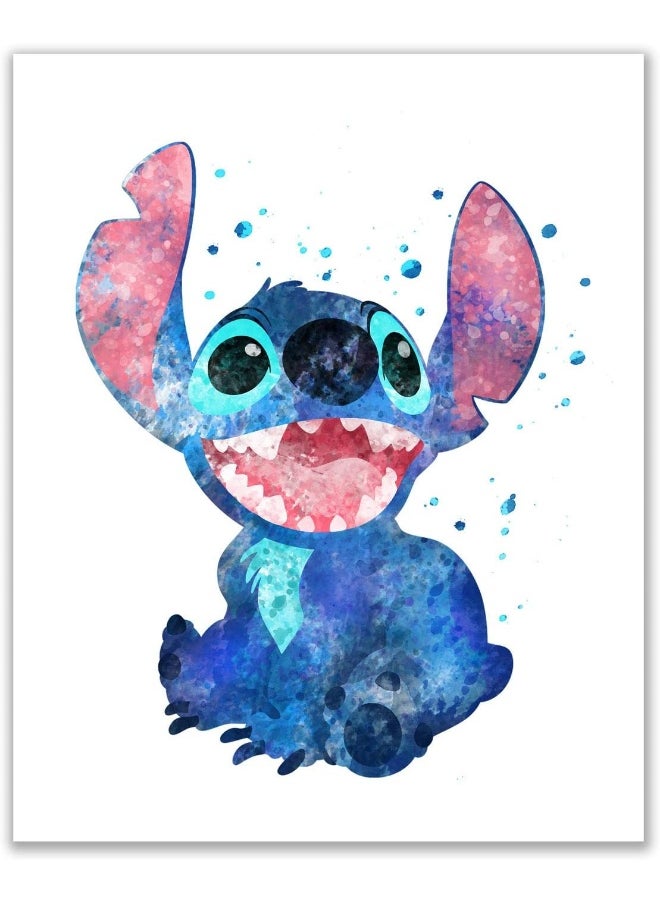 Home Trove - BigWigPrints Lilo & Stitch Wall Art - Set of 3 (8 inches x 10 inches) Ohana Means Family Poster Prints Coachella Watercolor Quote, Nursery - Image 1
