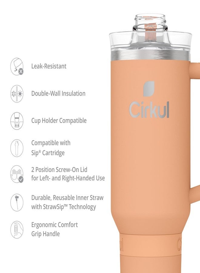 Cirkul كأس سيركول سعة 40 أونصة من الفولاذ المقاوم للصدأ بنكهة المشمش مع مقبض، مزود بشفاطة StrawSip™ للاستخدام طوال اليوم، معزول بجدار مزدوج - Image 3