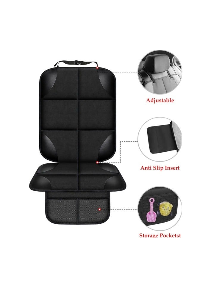 Car Seat Protector Cover, Waterproof Leather Car Seat Pad,2 Pack, Anti-slip Car Seat Cover with 2 Storage Pockets, Durable Scratchproof, Car Seat Protector for Baby and Pet, Universal - Image 2