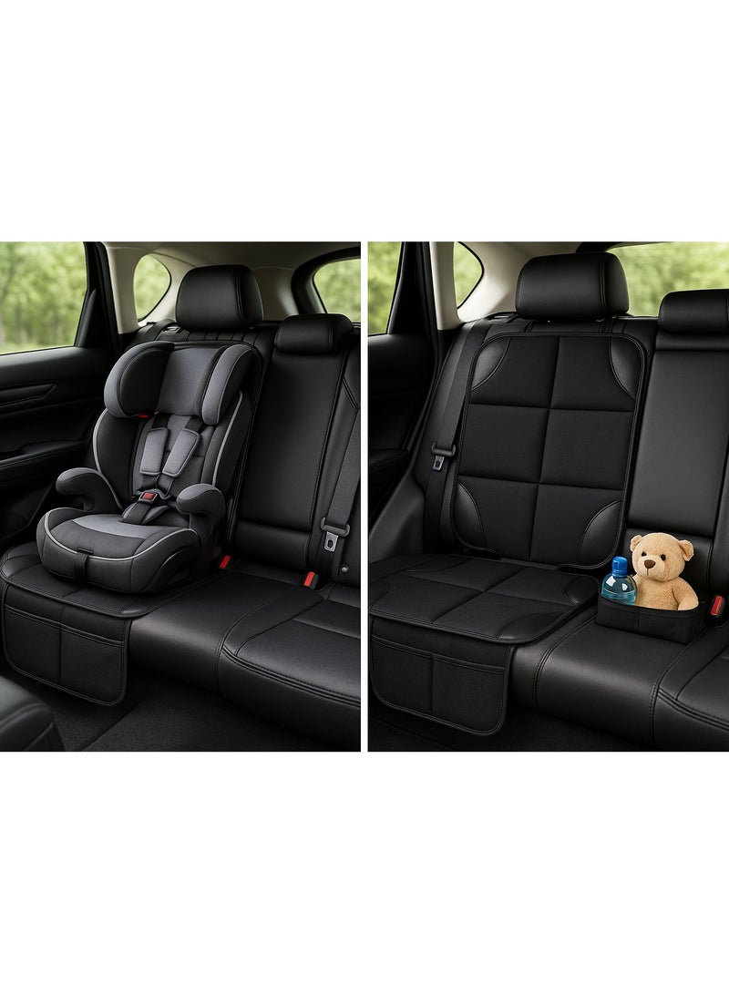 Car Seat Protector Cover, Waterproof Leather Car Seat Pad,2 Pack, Anti-slip Car Seat Cover with 2 Storage Pockets, Durable Scratchproof, Car Seat Protector for Baby and Pet, Universal - Image 3