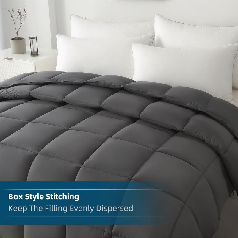 STWIENER Soft Oversize XL King Plus Comforter 120"x128" Extra Large King Size Lightweight Quilted Down Alternative 8 Corner Tabs Fluffy Breathable Microfiber Grey - Image 5