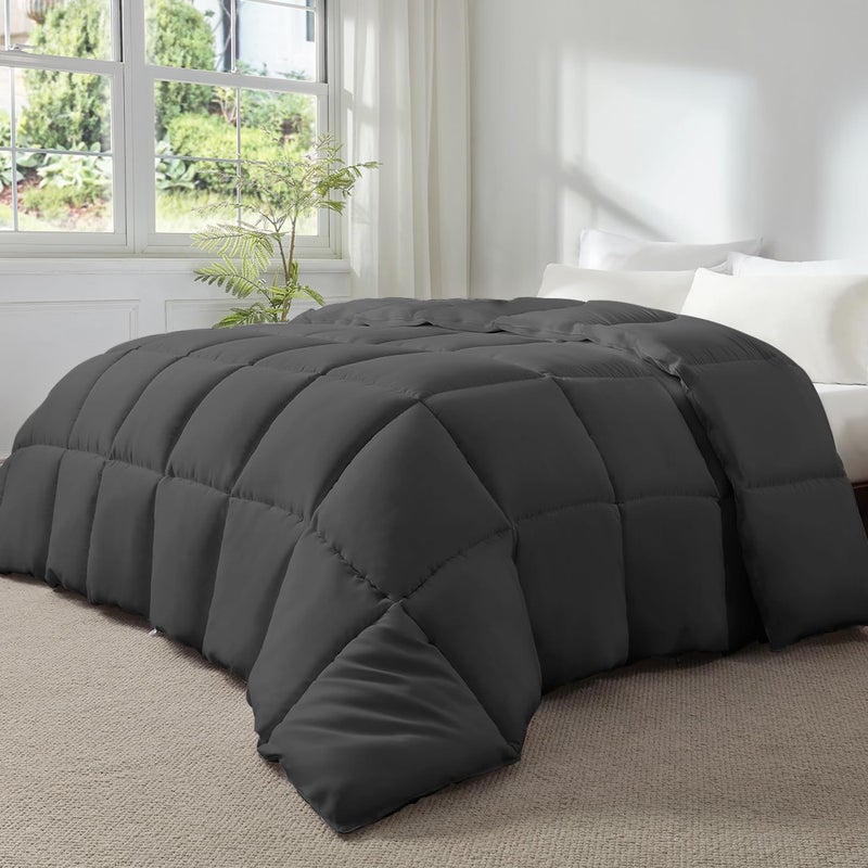 STWIENER Soft Oversize XL King Plus Comforter 120"x128" Extra Large King Size Lightweight Quilted Down Alternative 8 Corner Tabs Fluffy Breathable Microfiber Grey - Image 4