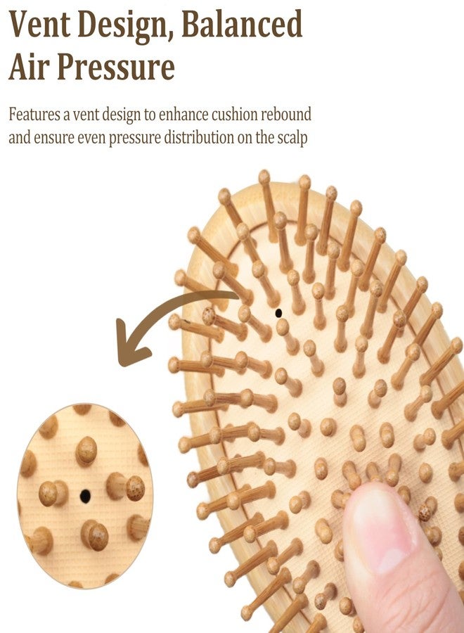 Zoolinn Bamboo Hair Brush for Detangling & Scalp Massaging, Air Cushion Brush for Women, Men – Suitable for All Hair Types, Natural Wooden Design - Image 4