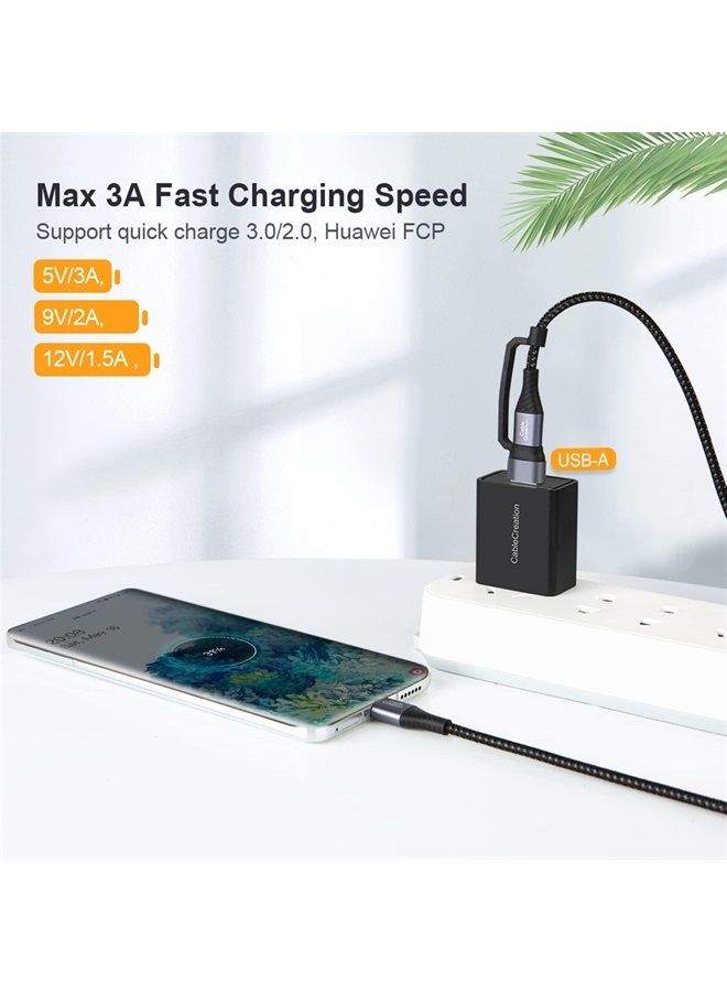 CableCreation Durable USB C Charger Cable 1.2m, 2-in-1 USB C to USB C USB A Fast Charging Cable 3A 480Mbps Data for MacBook Pro Air iPad Pro Z Flip S23 S23+ S22 S21 S20 Pixel More USB C Devices 4FT - Image 1
