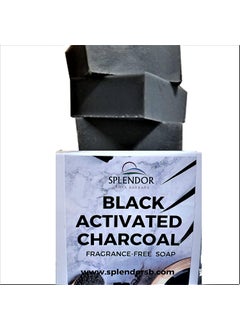 Splendor Black Activated Charcoal Soap Bars Unscented 100 Natural Coconut Oil  Acne Odor Handmade Vegan Moisturizing for Sensitive Skin Hand Body and Face