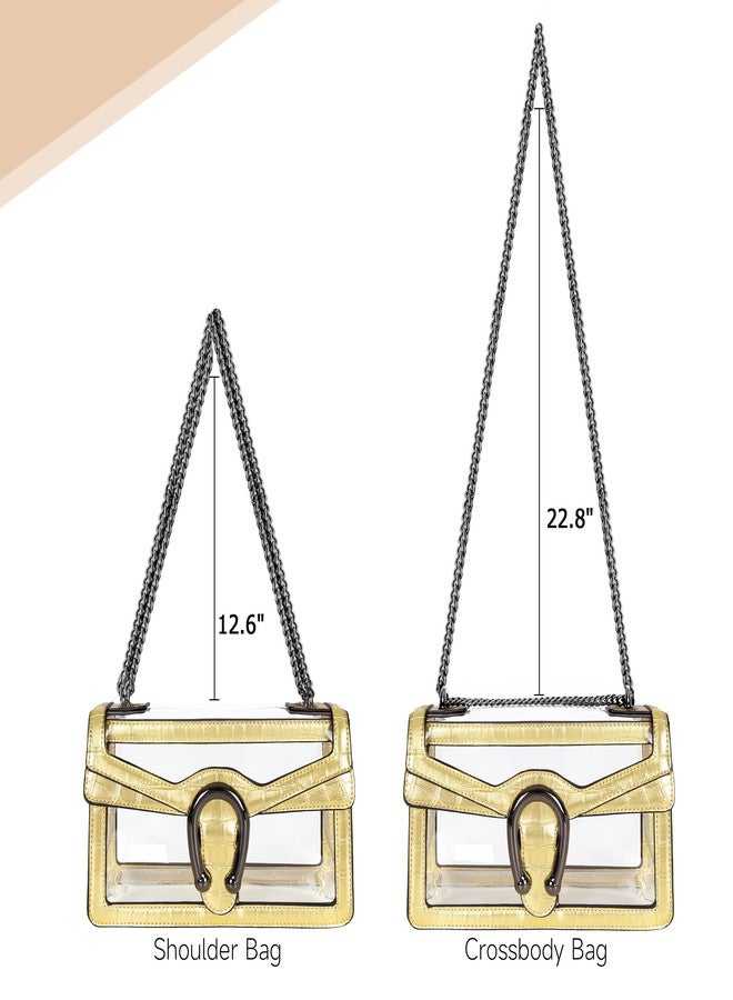 Joryin Clear Bag for Women Clear Bags Stadium Approved Shoulder Bag Crossbody Bag Small Clear Purse Chain Handbag, Golden Crocodile - Image 4