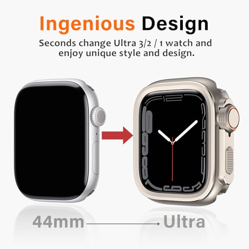 Amizee 2 in 1 Metal Case Compatible with Apple Watch SE 3/2/1 Series 6/5/4 44mm with Back Cover, Rugged Shockproof Protective Bumper Cover for iWatch 44mm, Titanium - Image 2
