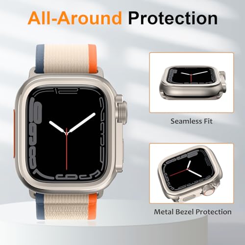 Amizee 2 in 1 Metal Case Compatible with Apple Watch SE 3/2/1 Series 6/5/4 44mm with Back Cover, Rugged Shockproof Protective Bumper Cover for iWatch 44mm, Titanium - Image 4