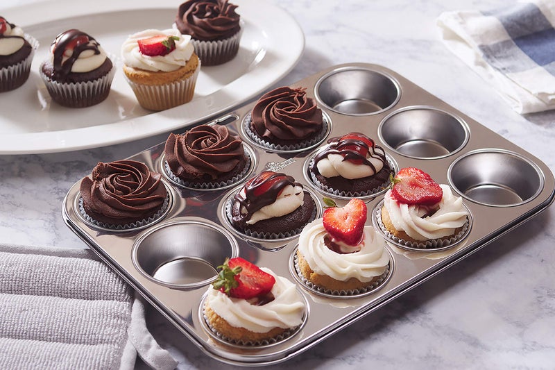 Fox Run Muffin and Cupcake Pan, 12 Standard Cup, Stainless Steel - Image 2