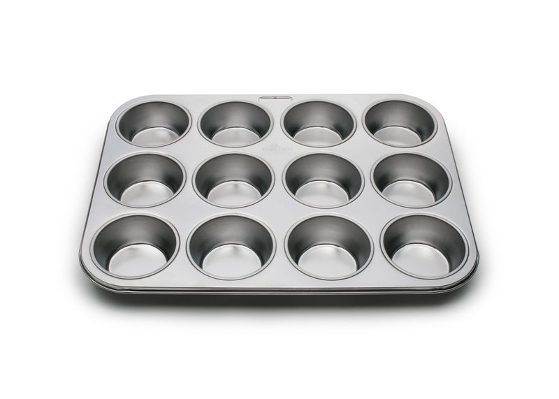 Fox Run Muffin and Cupcake Pan, 12 Standard Cup, Stainless Steel - Image 1