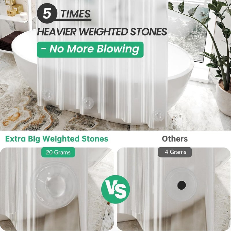 AmazerBath Extra Long Shower Curtain Liner, 96 Inches, Heavy Duty PEVA with Weighted Stones - Image 2
