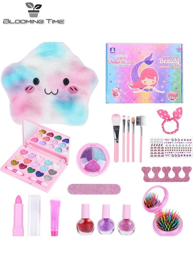BLOOMING TIME Girls Makeup Toys, Children's Cosmetics, Nail Polish, Lipstick, Nail Art, Play House Backpack Set  - Image 1