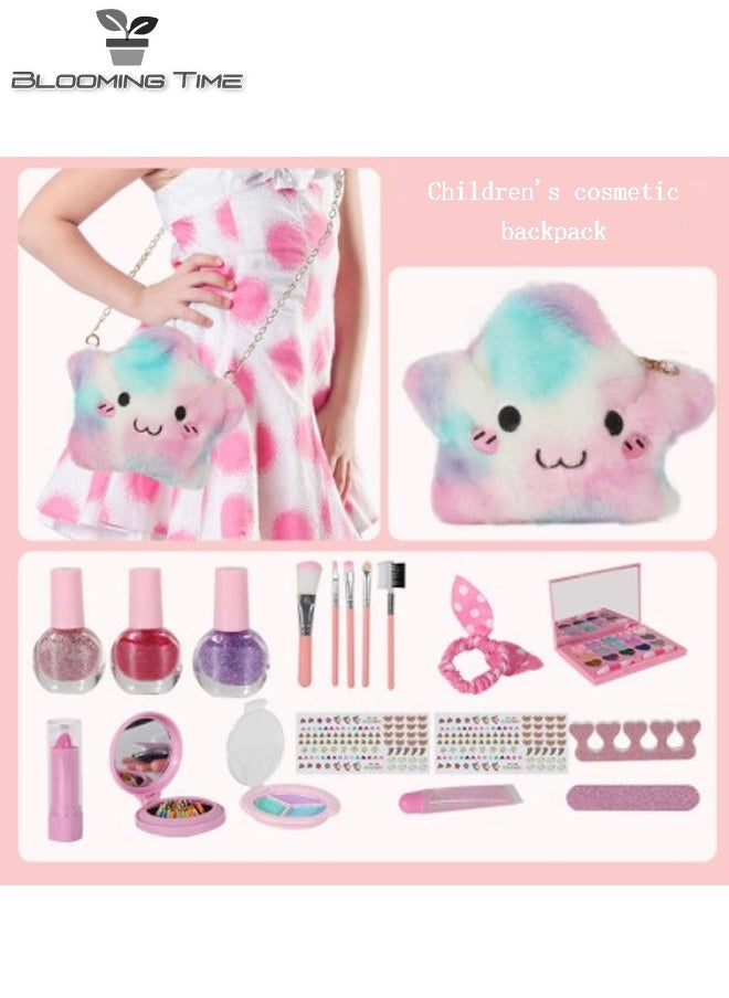 BLOOMING TIME Girls Makeup Toys, Children's Cosmetics, Nail Polish, Lipstick, Nail Art, Play House Backpack Set  - Image 4