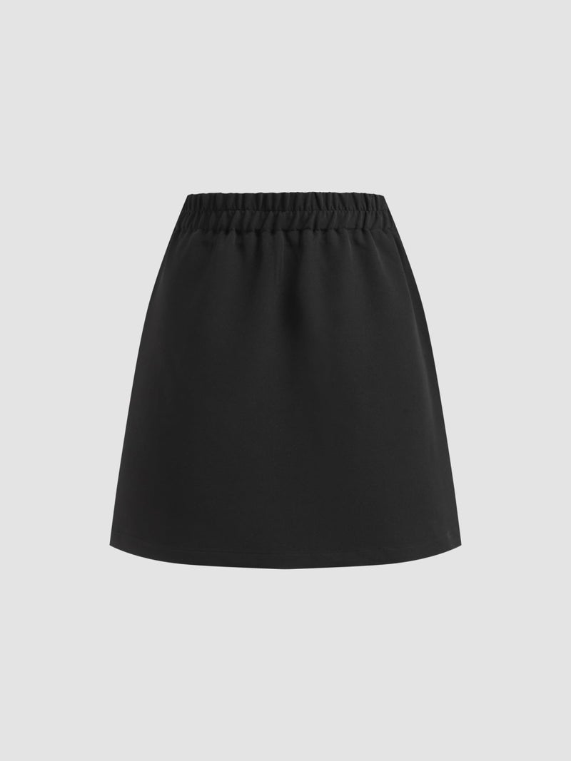 CIDER Women A-Line Mini Skirt High Waist Gold Button Decor: Black, S - Image 5