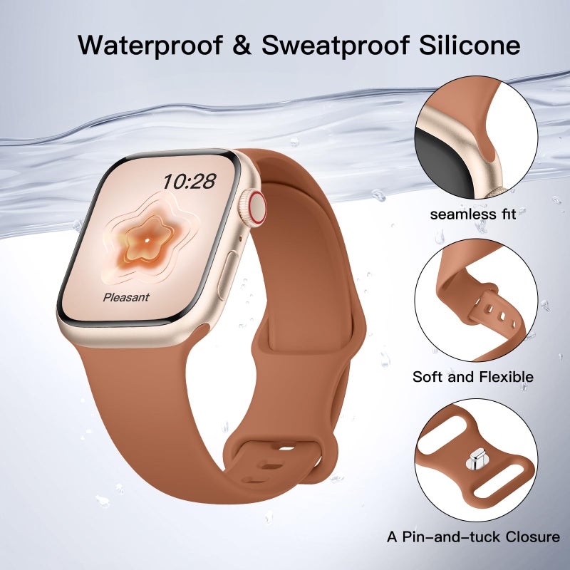 SuperNaNa Sport Silicone Band Compatible with Apple Watch Bands 40mm 38mm 41mm 44mm 45mm 42mm 49mm Women Men,Soft Wristband Waterproof Replacement Sport Strap for iWatch Bands Series 9 8 7 6 5 4 3 2 1 SE Ultra - Image 3