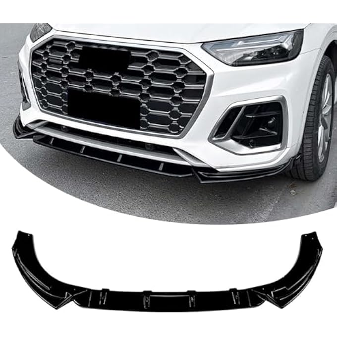 FINMOKAL Front Bumper Lip Compatible with Audi Q5 SQ5 FY S Line 2021-2025,3pcs/Set Air Dam Spoiler Lower Chin Body kit Glossy Black - Image 1
