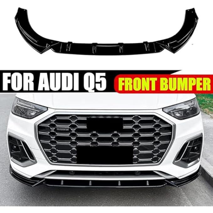 FINMOKAL Front Bumper Lip Compatible with Audi Q5 SQ5 FY S Line 2021-2025,3pcs/Set Air Dam Spoiler Lower Chin Body kit Glossy Black - Image 2