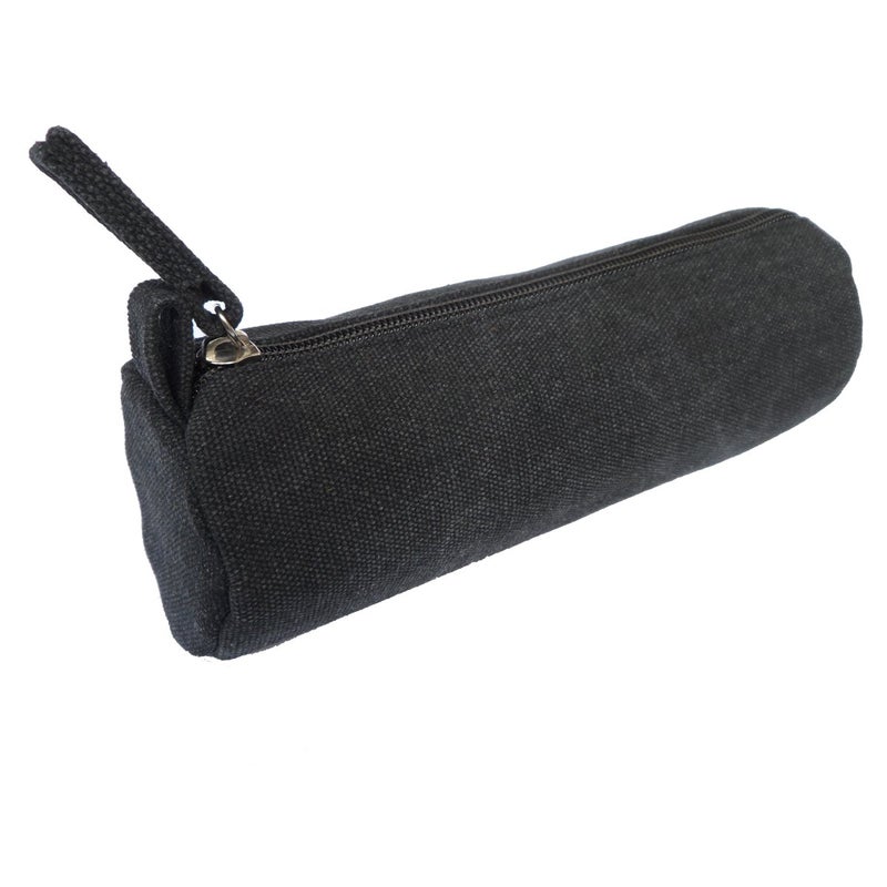 EnYu Heavy Canvas Stationery Portable Stylish Simple Pencil Bag and Practical Durable Compact Zipper Pencil Case 1 Pack Black