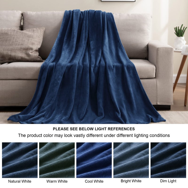 BEDELITE Fleece Blanket Navy Blue Throw Blanket for Couch & Bed  Luxury Plush Cozy Fuzzy Blanket 50"" x 70""  Super Soft Warm Lightweight Fall Throw Blanket for Travel Camping - Image 3