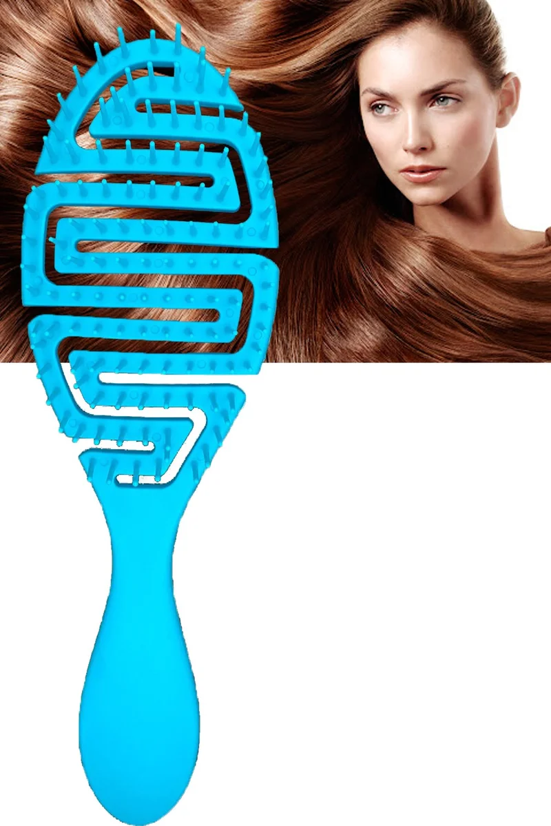 موبي Plastic Bendable Hair Comb Lightweight Doesn't Hurt Hair Combing Blue