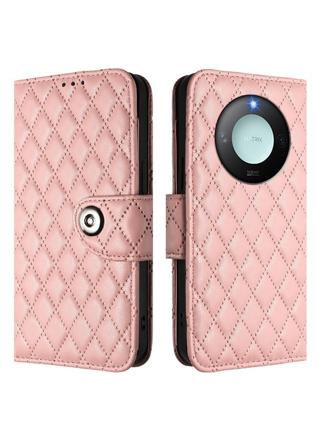 جرين تايجر جراب هاتف Honor X9c Smart 5G Global Rhombic Texture من الجلد القابل للطي مع حبل تعليق - Image 2