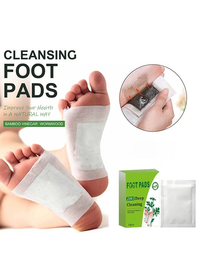 EELHOE 10pcs Foot Pads 2 in 1 Deep Cleaning , Natural Ginger Powder Wormwood Bamboo Foot Patches for Foot Care, Relieve Stress, Relaxation and Remove Impurities, Improve Sleep, Remove Dampness  - Image 2