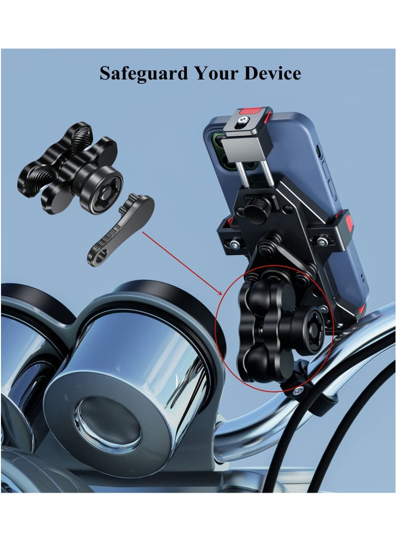 SYOSI SYOSI Anti-Theft Aluminum Alloy Double Socket Arm Compatible with RAM Mounts B Size 1in Ball Mounting Base & Bike Motorcycle Phone Holder (Short Arm)  - Image 2