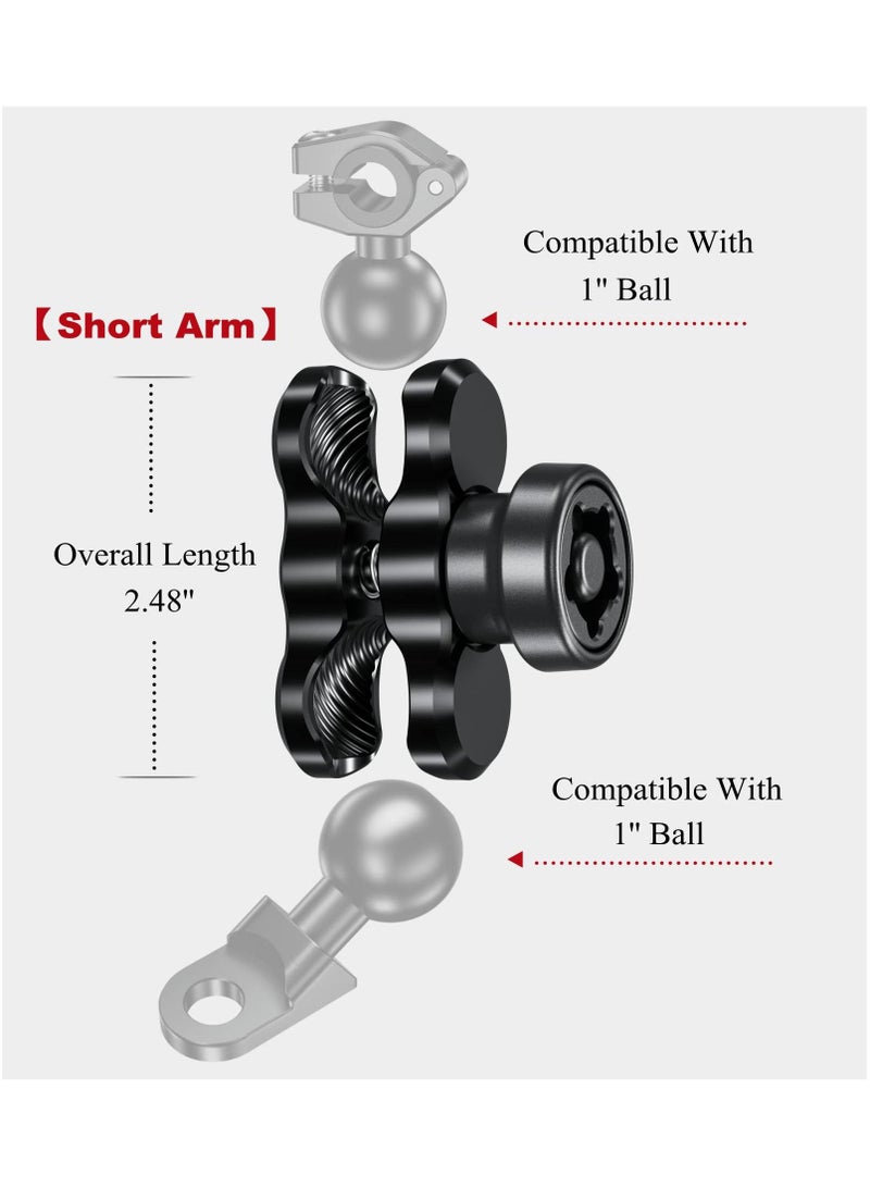 SYOSI SYOSI Anti-Theft Aluminum Alloy Double Socket Arm Compatible with RAM Mounts B Size 1in Ball Mounting Base & Bike Motorcycle Phone Holder (Short Arm)  - Image 5