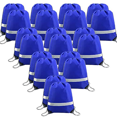 BeeGreen 20 Pieces Royal Blue Drawstring Backpacks Bags Bulk, String Bags Reflective Cinch Sack, DIY Blank Drawstring Bags for Women and Men - Image 1