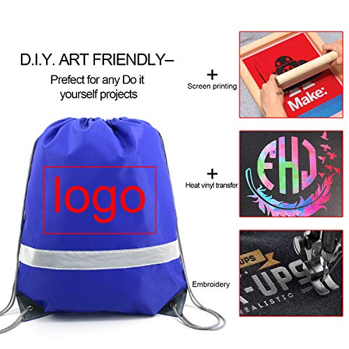 BeeGreen 20 Pieces Royal Blue Drawstring Backpacks Bags Bulk, String Bags Reflective Cinch Sack, DIY Blank Drawstring Bags for Women and Men - Image 2