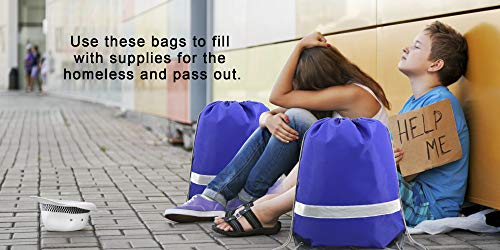 BeeGreen 20 Pieces Royal Blue Drawstring Backpacks Bags Bulk, String Bags Reflective Cinch Sack, DIY Blank Drawstring Bags for Women and Men - Image 5