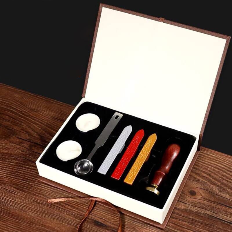 Wax Seal Stamp Kit with Wooden Handle Brass Head, Removable Stamp for Envelopes Cards Invitations, Melting Spoon with Wax Blocks Sticks for Wedding Party Craft Decoration - Image 4