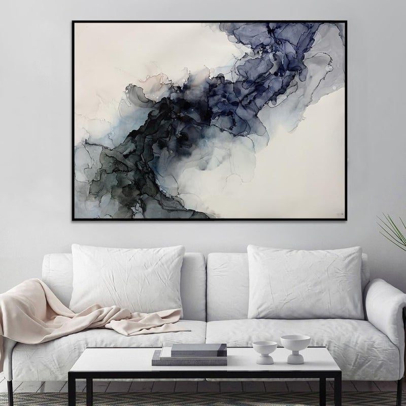 Marktna One abstract art canvas print with a hollow frame, measuring (90×60) - Image 1