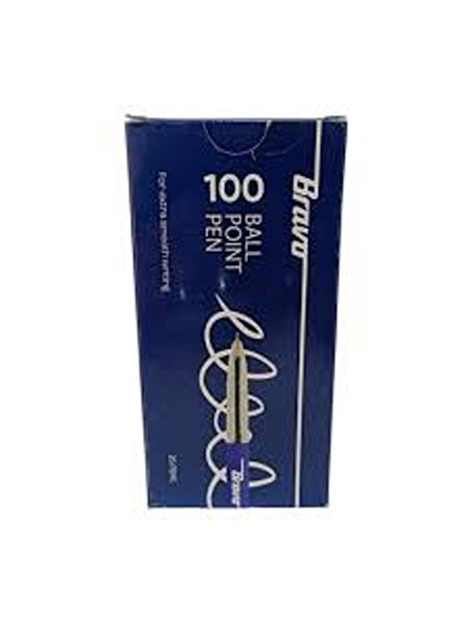 Bravo Bravo 100 Ball Point Pen - 0.7mm -  Pack of 25 Pens - Blue  - Image 3