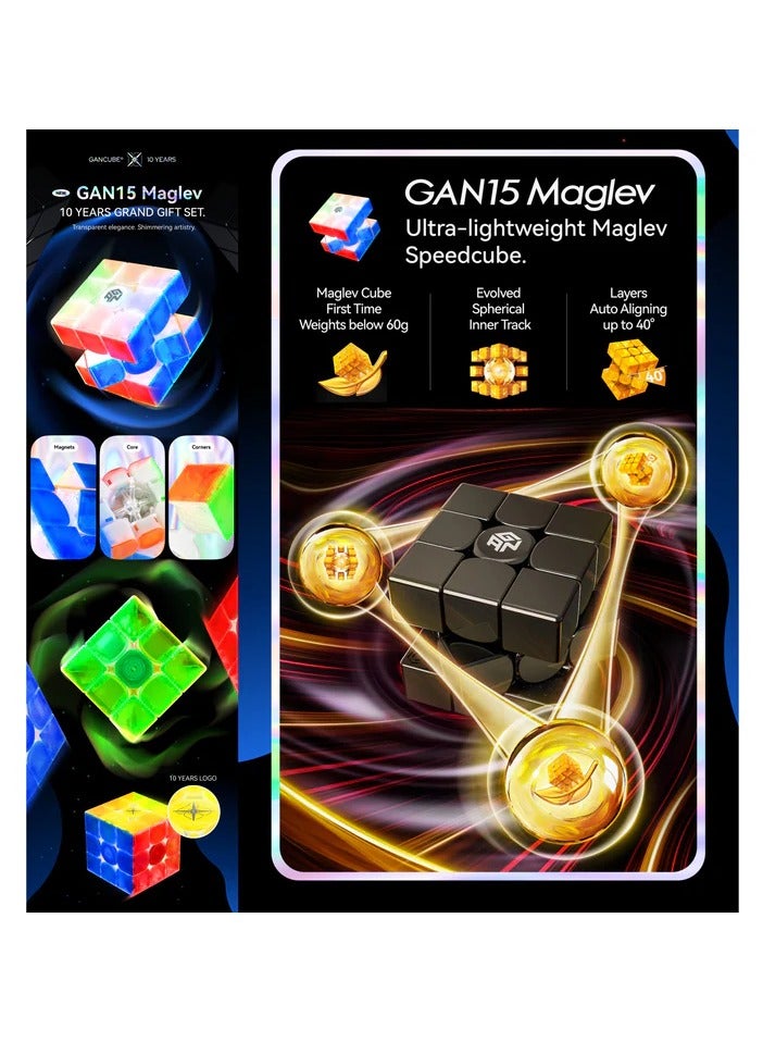 GANCUBE GAN 15 Maglev UV Coated - 10th Anniversary Edition 3x3 Magnetic Speedcube  - Image 3