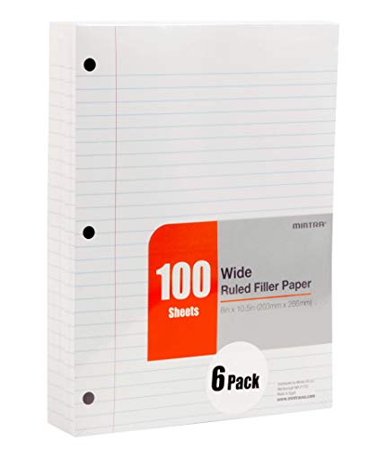 Mintra Office Filler Paper (Wide Ruled, 600 Sheets (6pks of 100)) - Image 1