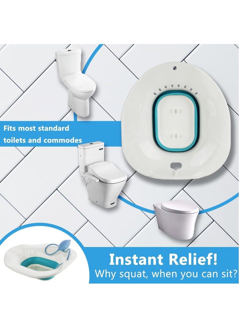 Generic Sitz Bath For Toilet Seat Steam Seat For Toilet Foldable Postpartum Care Basin Suitable For Pregnant Women Postpartum Care Sitz Bath For Hemorrhoids (Green With Flusher)  - Image 3
