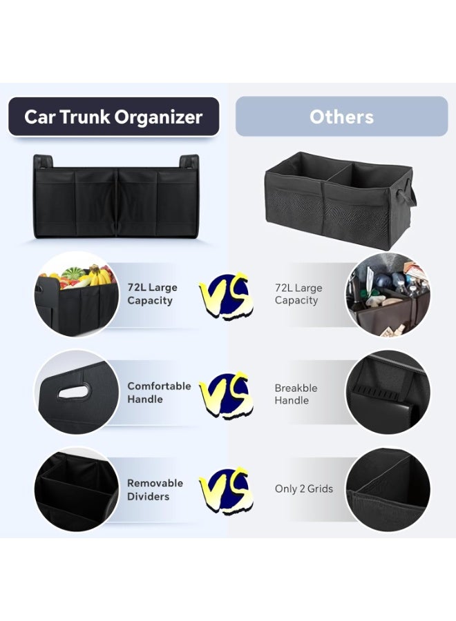 منظم صندوق السيارة، صندوق تخزين للسيارة مع جيوب متعددة المقصورات قابلة للطي، منظم صندوق السيارة القابل للطي بسعة كبيرة للسيارة والصندوق والسيارة الرياضية متعددة الاستخدامات (TO-SA) - Image 5
