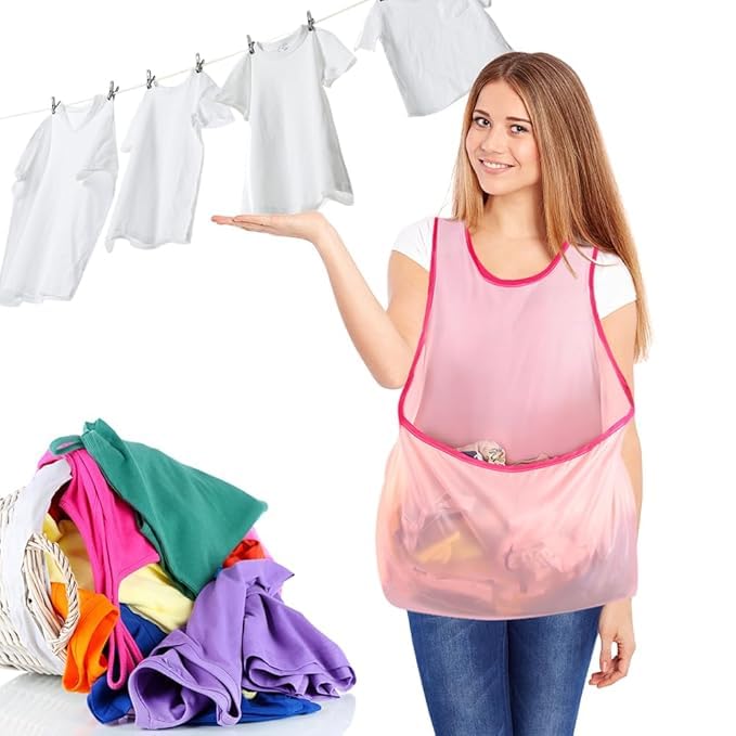 MBUYS MALL Clothes Drying Apron Clothes Hanging Apron Portable Laundry Drying Apron Portable Sleeveless Laundry Apron Waterproof Laundry Apron Cloth Garden Apron With Large Pocket - Image 5