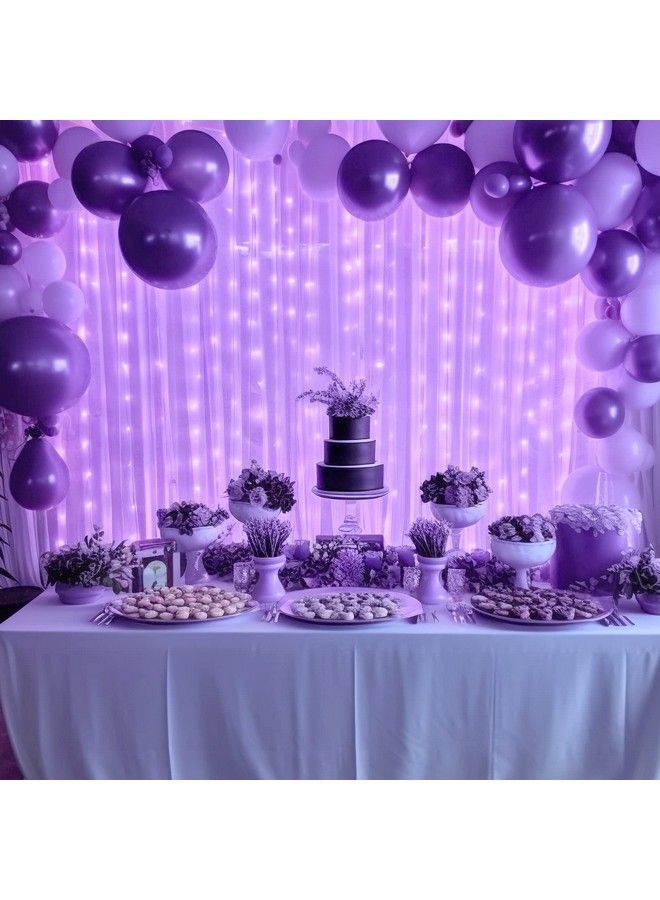 Suppromo Lavender Sheer Backdrop Curtain With Led Lights For Baby Shower Girls 10Ft X 10Ft Lavender Tulle Backdrop Curtain For Wedding Bridal Shower Elephant Birthday Party Photoshoot Background Decorations - Image 5