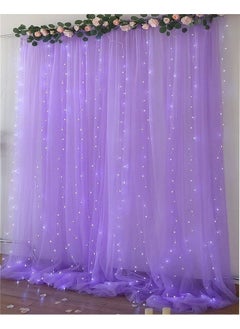 Suppromo Lavender Sheer Backdrop Curtain With Led Lights For Baby Shower Girls 10Ft X 10Ft Lavender Tulle Backdrop Curtain For Wedding Bridal Shower Elephant Birthday Party Photoshoot Background Decorations  - Image 4