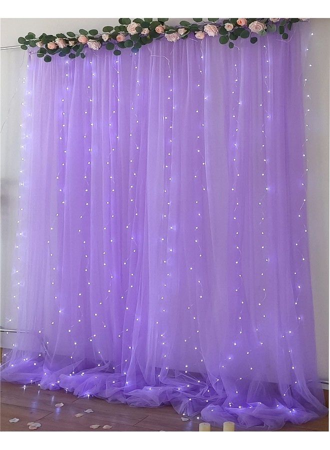 Suppromo Lavender Sheer Backdrop Curtain With Led Lights For Baby Shower Girls 10Ft X 10Ft Lavender Tulle Backdrop Curtain For Wedding Bridal Shower Elephant Birthday Party Photoshoot Background Decorations - Image 4