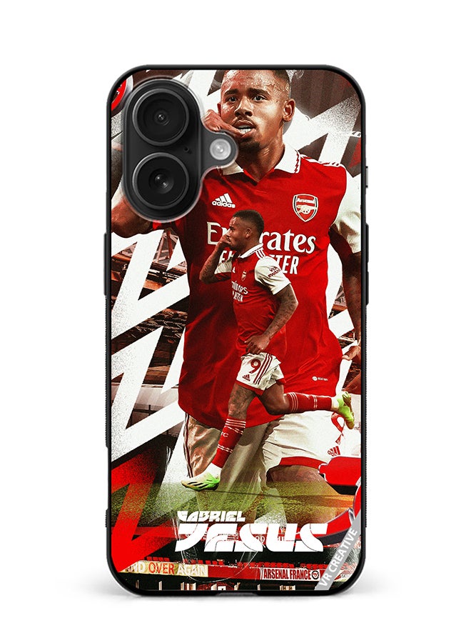 Protective Case Cover For Apple iPhone 16 Plus Gabriel Jesus Design Multicolour