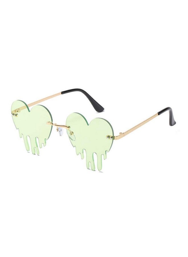 ENTHYI Dripping Heart Sunglasses For Men Women Melting Rimless Irregular Party Sun Glasses Metal Prom Colorful Eye Glasses(Green) - Image 1