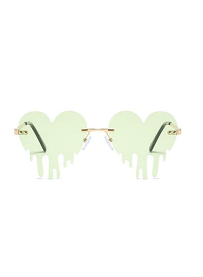 ENTHYI Dripping Heart Sunglasses For Men Women Melting Rimless Irregular Party Sun Glasses Metal Prom Colorful Eye Glasses(Green) - Image 2