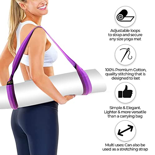 Samadhaan Yoga Mat Strap for Carrying, Adjustable Mat Holder Carrier Sling with Thick, Durable & Comfy Texture Stretching (Purple (Pack of 1)) - Image 3