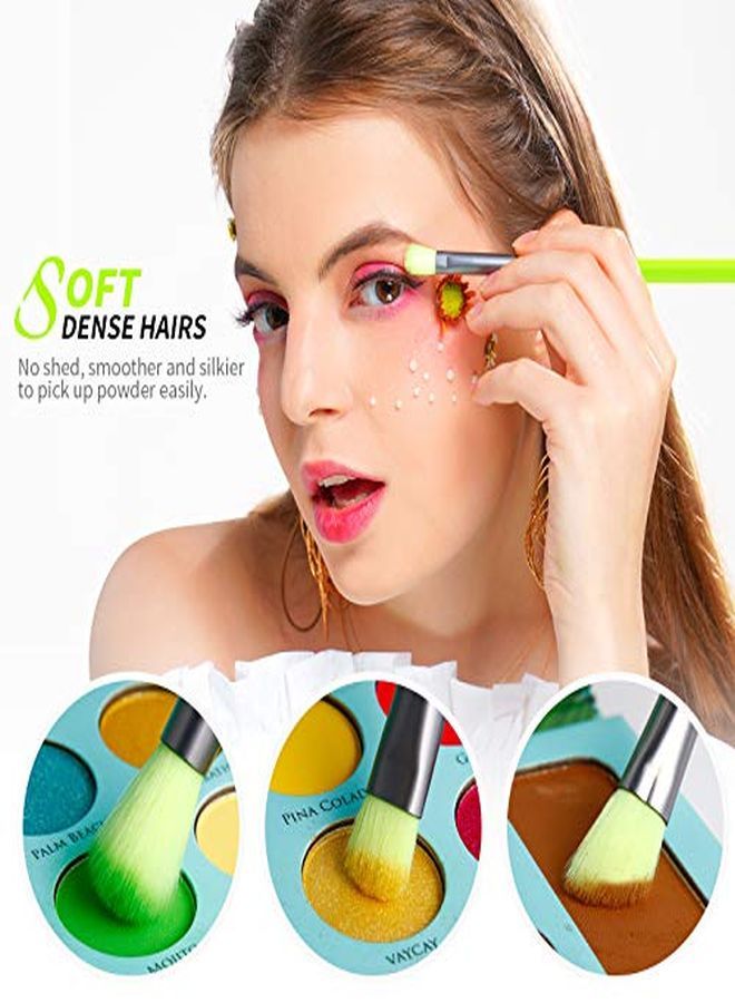 docolor Eye Makeup Brushes 15Pcs Neon Green Eyeshadow Makeup Brushes Set Professional Eye Shadow Blending Concealer Eyebrow Eyelash Eye Liners Premium Synthetic Make Up Brush With Case - Image 4