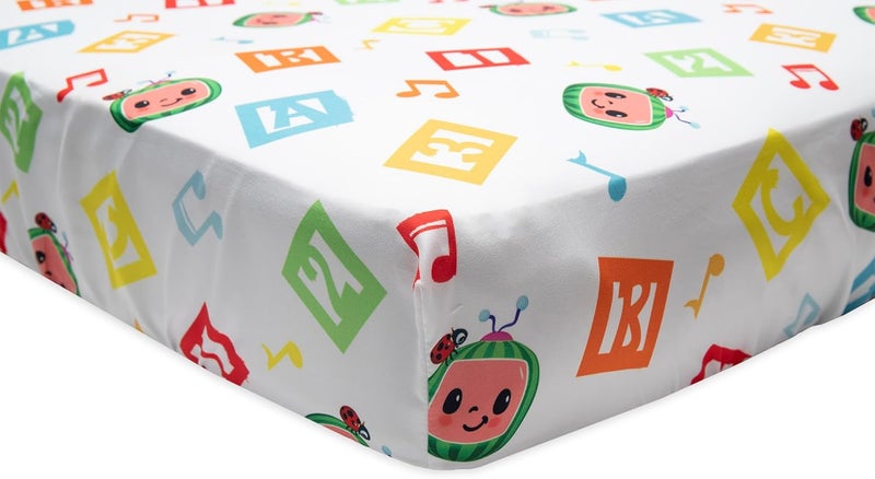 Cocomelon Learning is Fun 4 Piece Toddler Bedding Set – Includes Comforter, Sheet Set – Fitted + Top Sheet + Reversible Pillowcase for Boys and Girls Bed, Letters and Music Design, Orange (Pack of 2) - Image 4