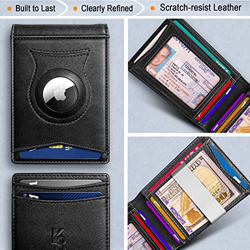 KEMISANT Mens Wallet For Airtag or Standard Use, Slim Front Pocket Wallet for Gift Men 11 Cards RFID Blocking - Image 3