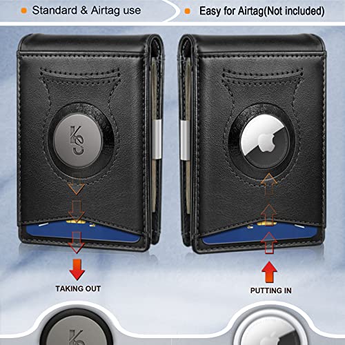 KEMISANT Mens Wallet For Airtag or Standard Use, Slim Front Pocket Wallet for Gift Men 11 Cards RFID Blocking - Image 2